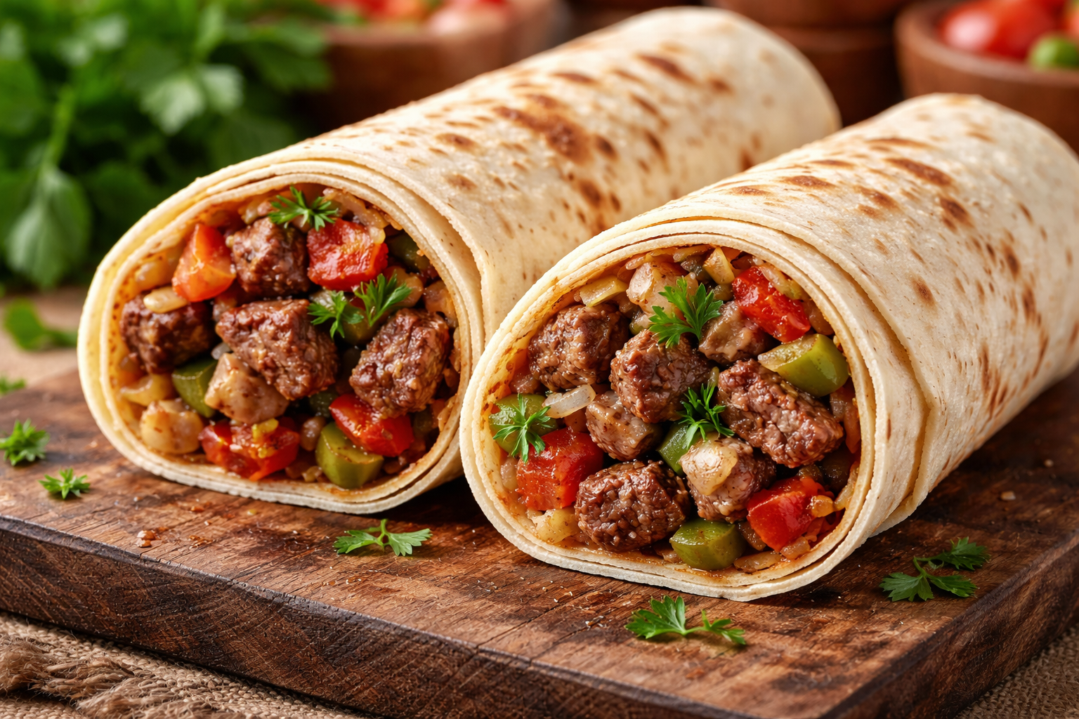 Baharatlı kavurma dürümü